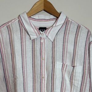 Gap Linen Blend Striped Button Up Shirt XXL NWT